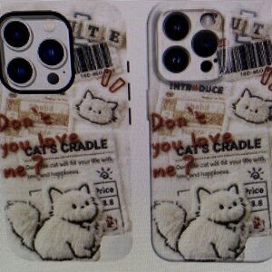 Cute Cat Design Phone Case - White